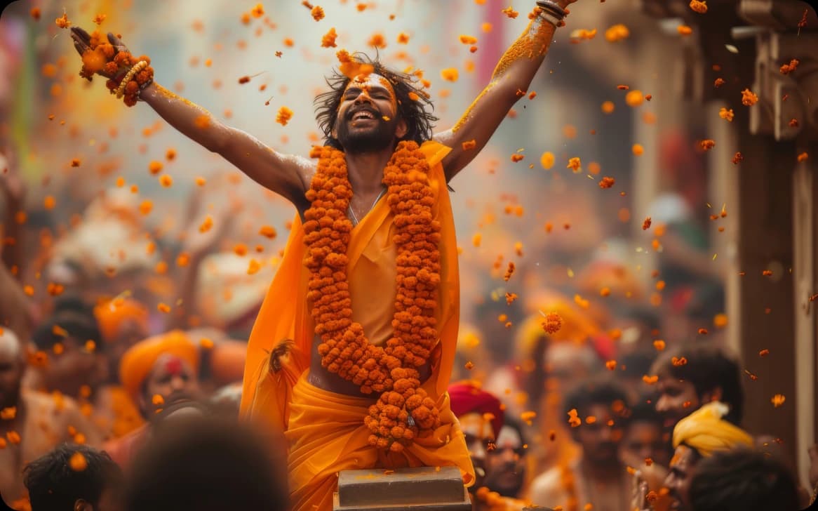 Family celebrating Gudi Padwa with traditional rituals
