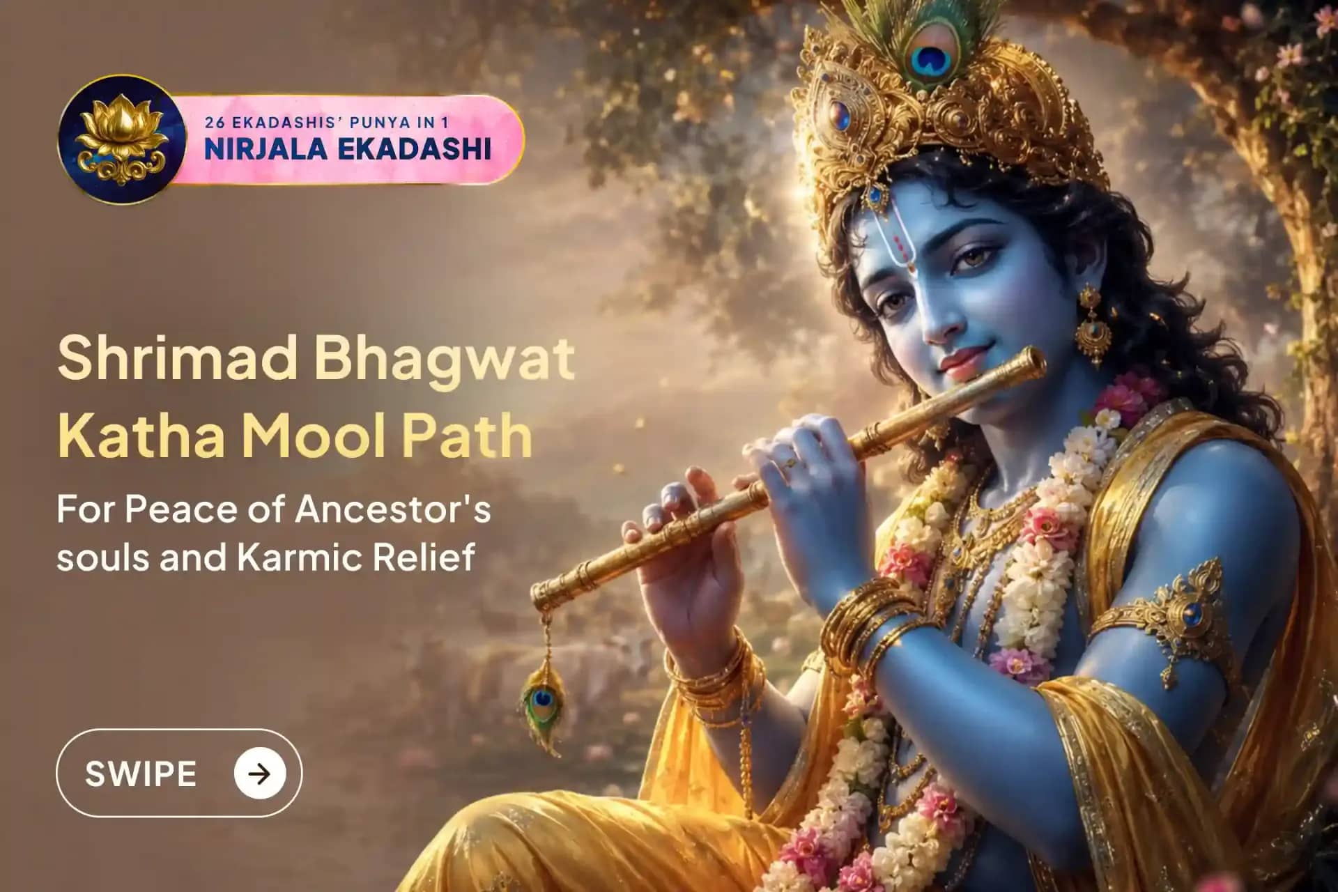 Nirjala Ekadashi Special 7 Days Shrimad Bhagwat Katha Mool Path and Pujan puja banner